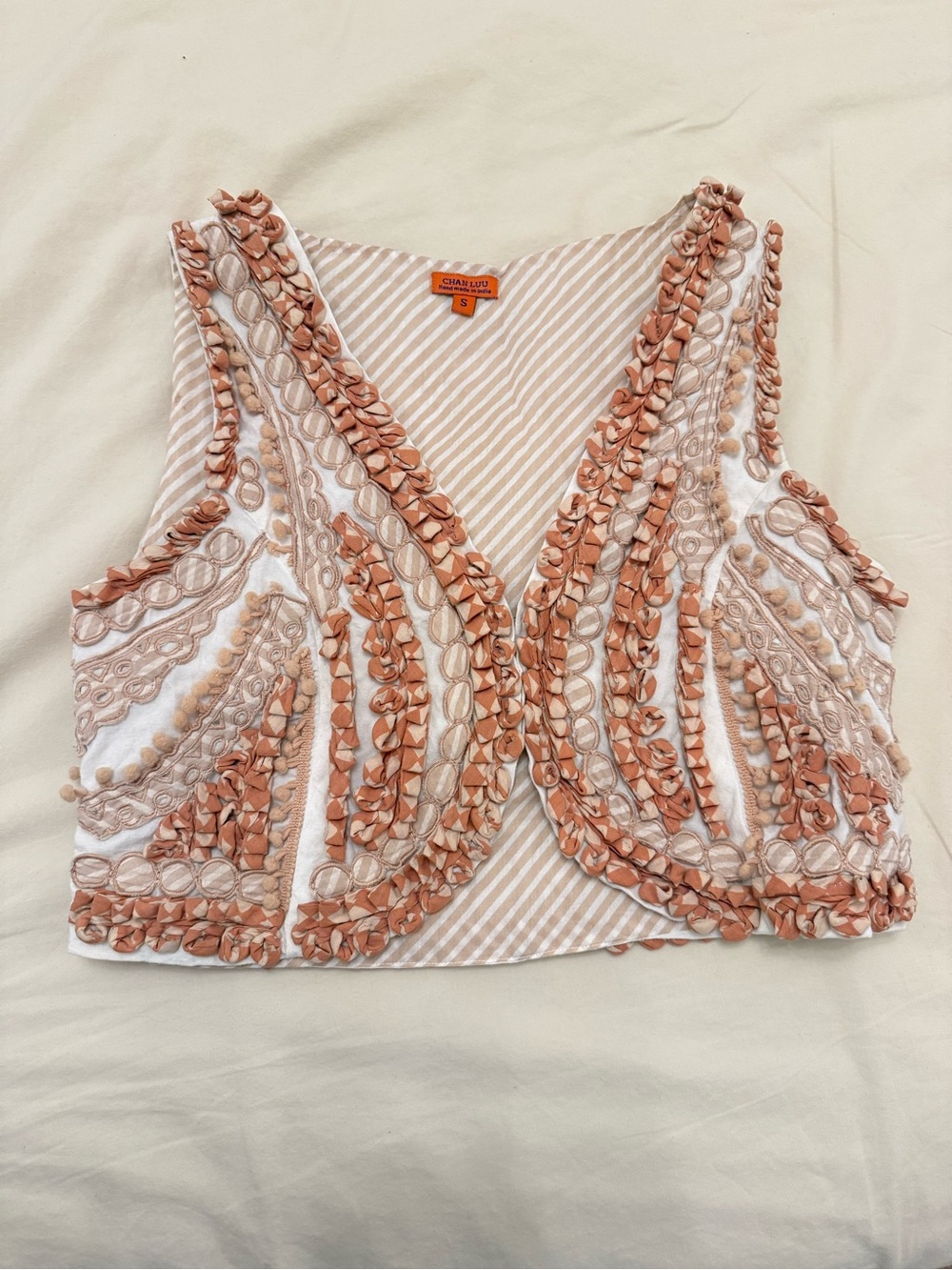 Chan Luu embroidered cropped vest